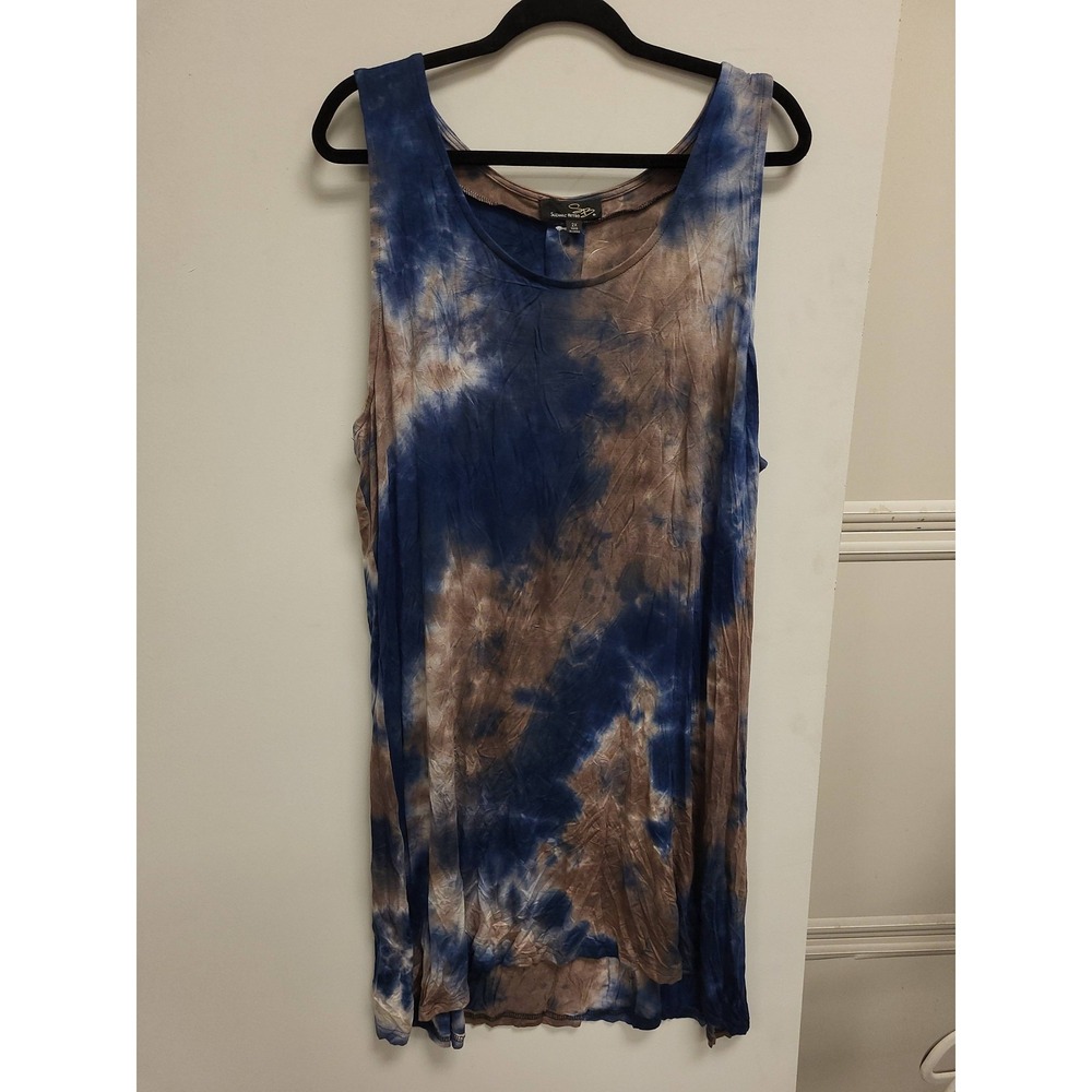 Suzanne‎ Betro Dress 2X Navy Tan Tie Dye Sleeveless Womens Plus Size Top